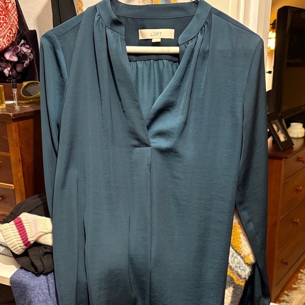 LOFT Elegant Deep Teal Blouse